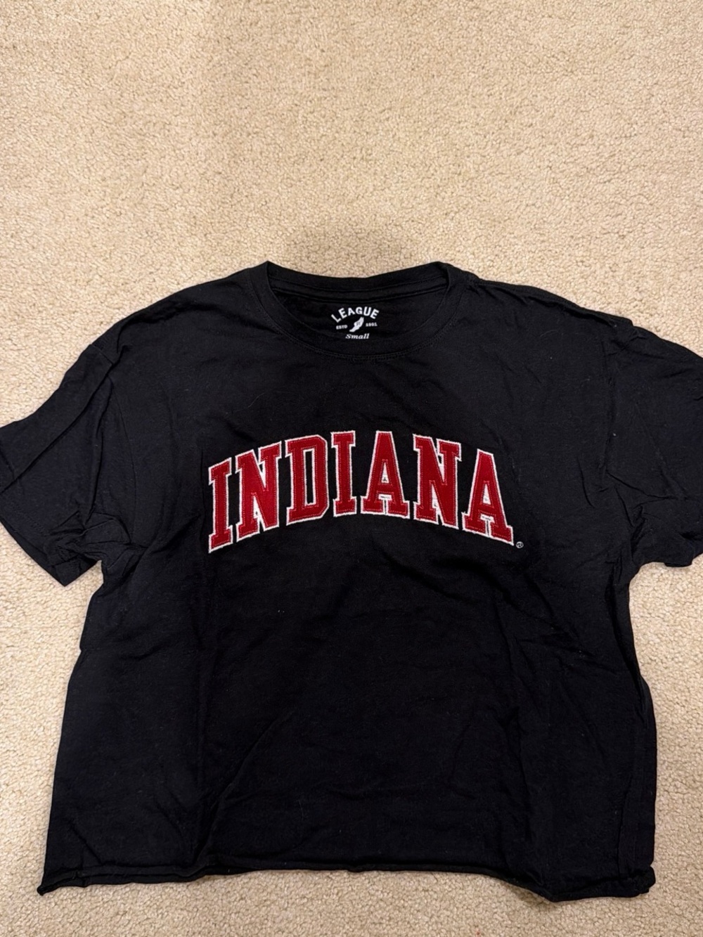 League Black Tee with White Chest Print